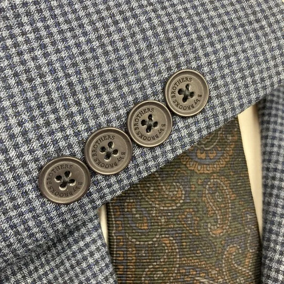 B by Brooks Brothers Mens Classic fit Sport Coat Blazer 40R Blue‎ Check F01172 - Picture 8 of 15